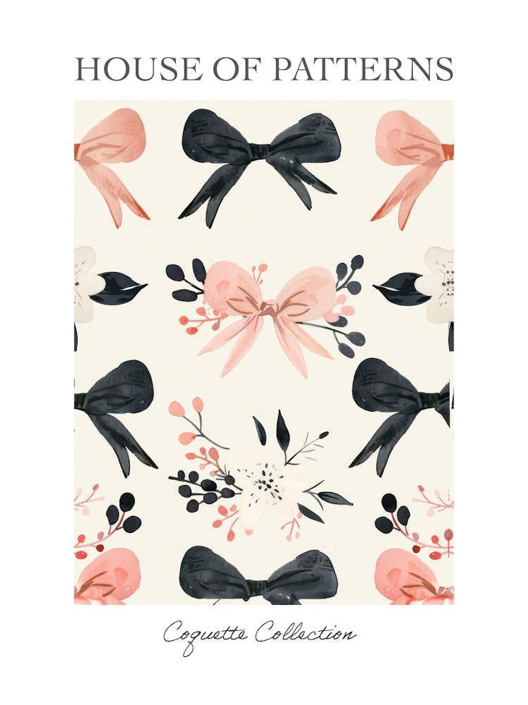 Pink And Black Bows 4 Pattern Poster