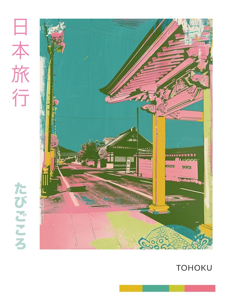 Tohoku Region Duotone Silkscreen Poster 1