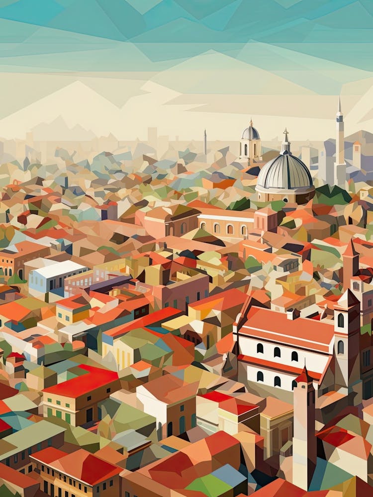 Milan, Italy, Geometric Illustration 2