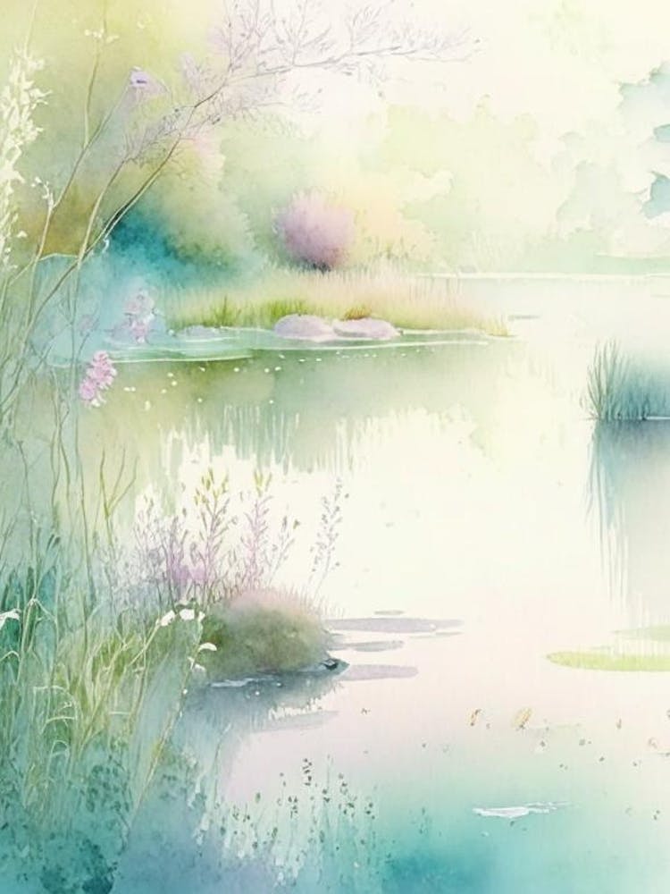 Pond Waterscape Gouache 1