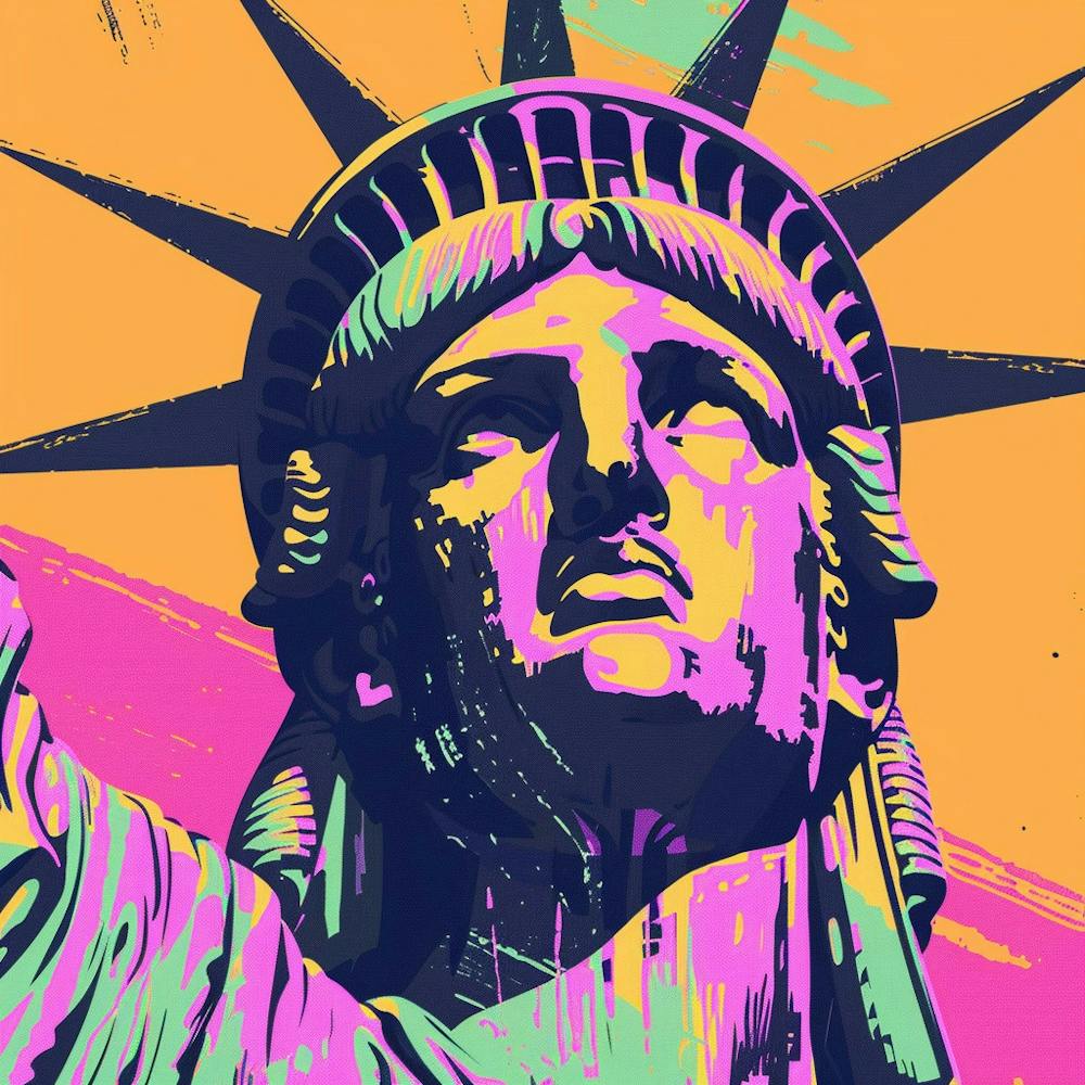 Liberty Statue New York Pop Orange Pink