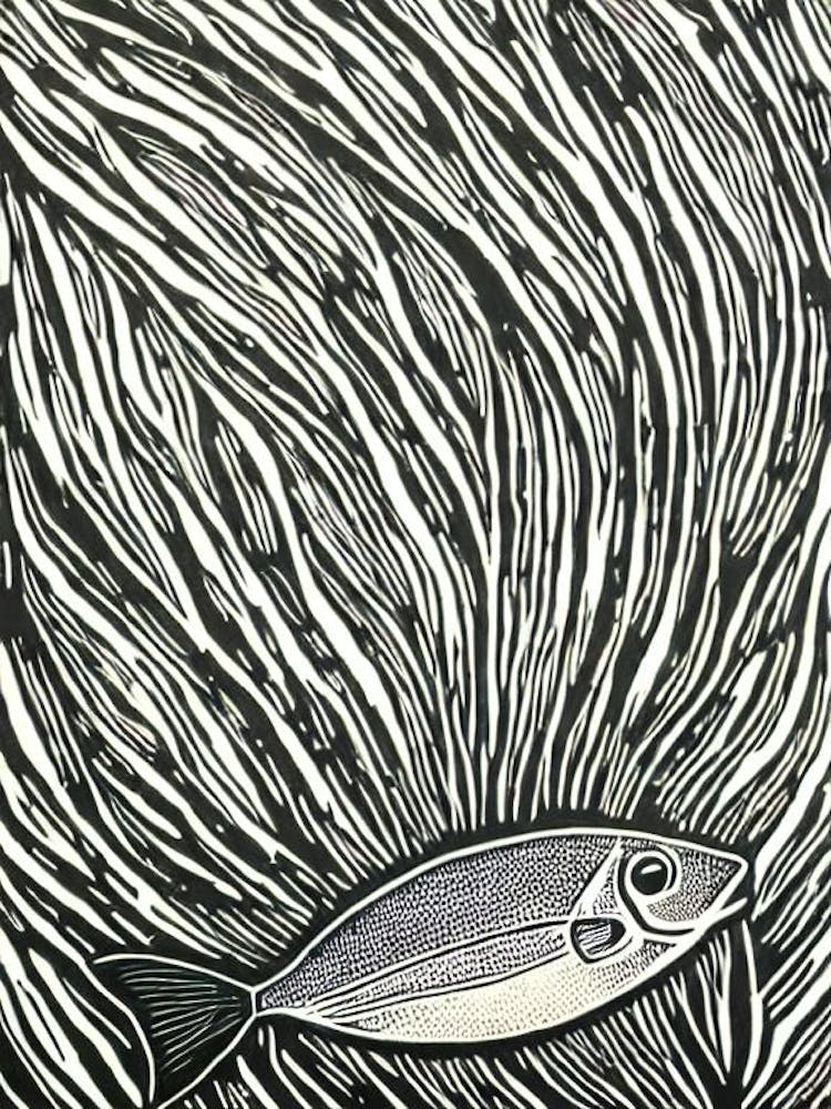 Sardine Linocut