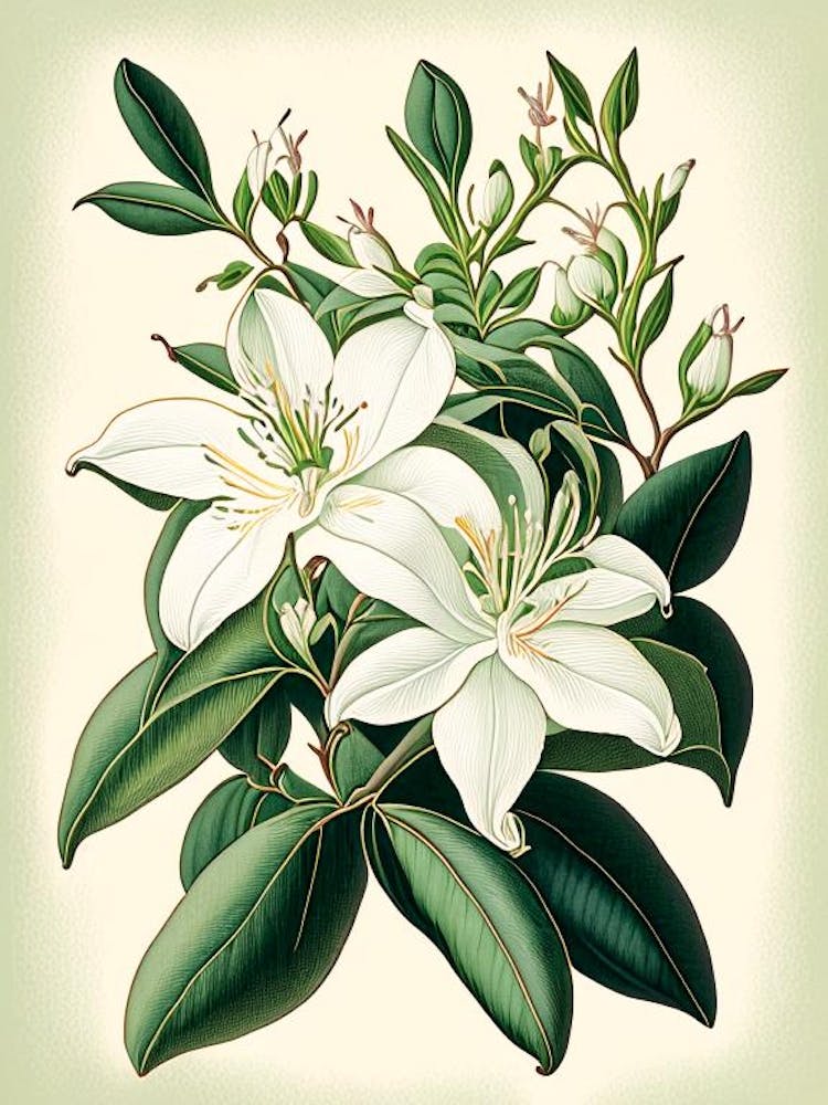 Jasmine Floral 3 Botanical Vintage Poster Flower