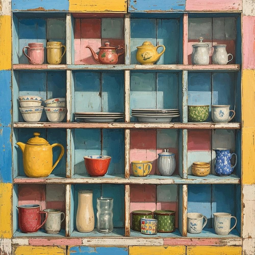 Vintage Pastel Kitchen Shelves 2