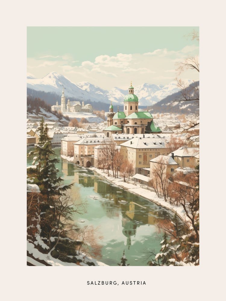 Vintage Winter Poster Salzburg Austria 6