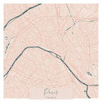 Paris France Pink and Blue Cute Script Street Map