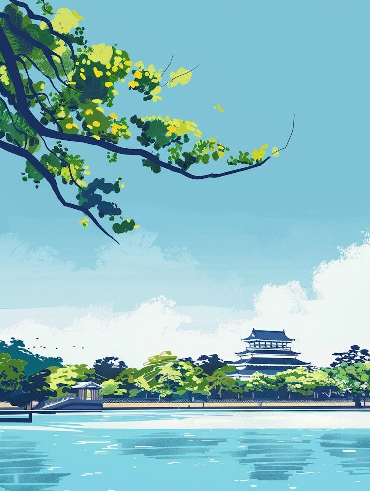 Tokyo Imperial Palace 4 Colourful Illustration