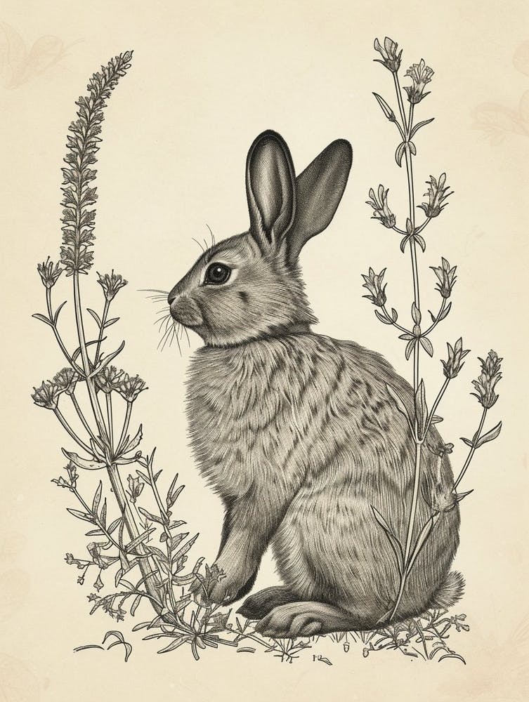 Beveren Blockprint Rabbit Illustration 6