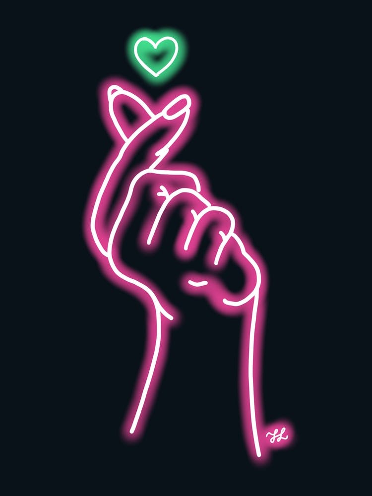 Pink Neon Hand Heart