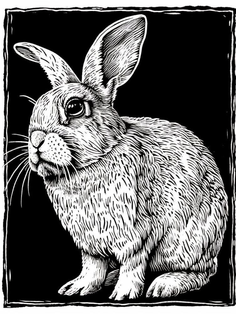 English Lop Blockprint Rabbit Illustration 9