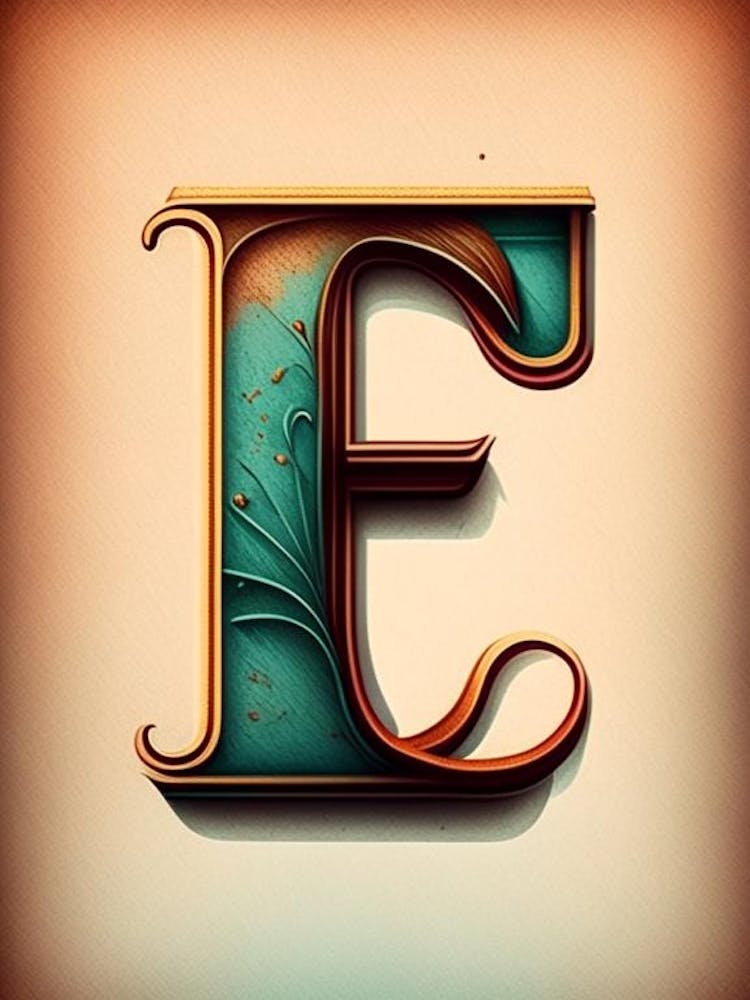 E, Letter, Alphabet Retro Drawing 3