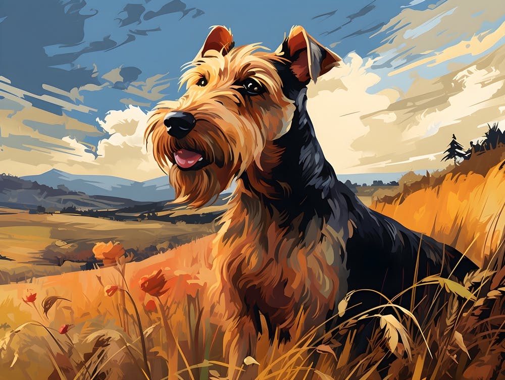 Airedale Terrier in the Country