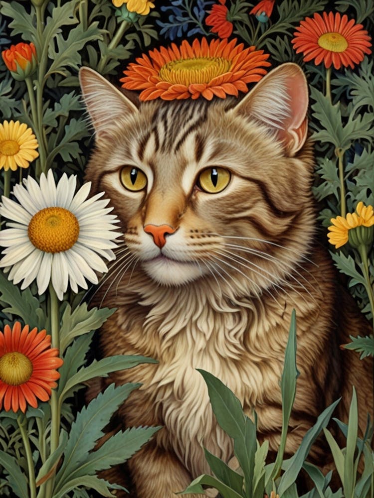 William Morris Cat In Flowers 5