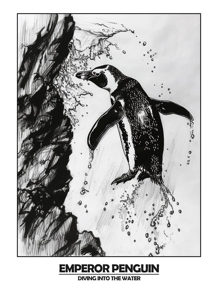 Penguin Diving Into The Water Poster 4