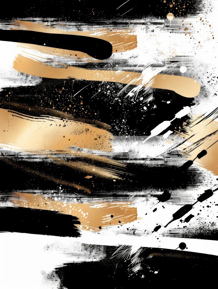 Abstract Gold And Black Painting 25