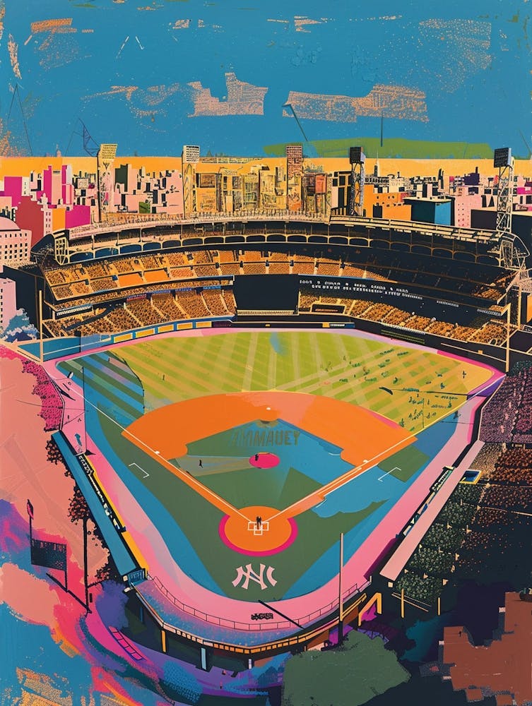 Yankee Stadium New York Colourful Silkscreen Illustration 3