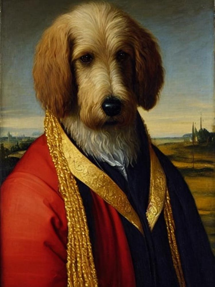 Komondor Renaissance Portrait Oil Painting