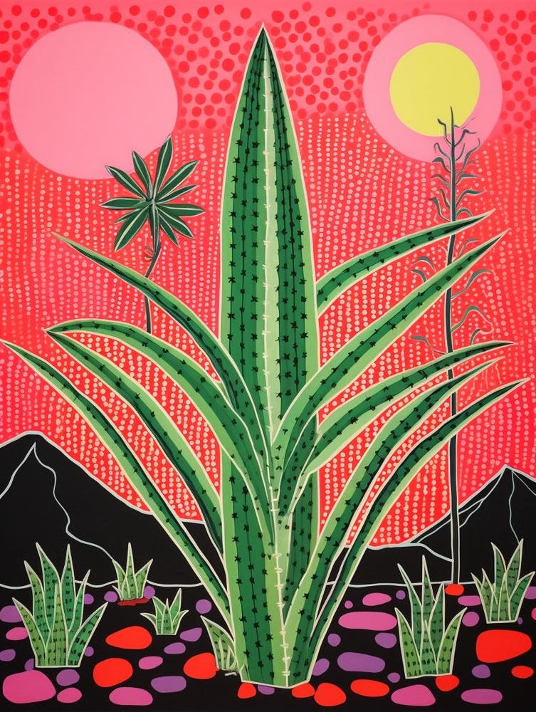 Pink And Red Plant Illustration Aloe Vera 1