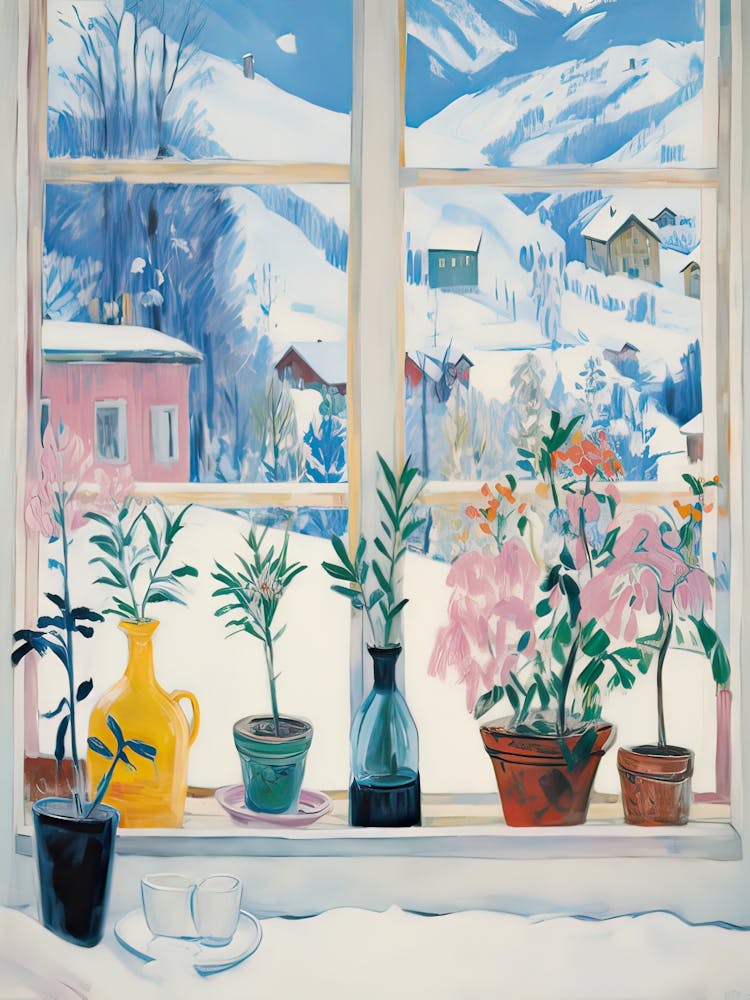 Le Rebord De Fenêtre D'Aoste Italie Neige Inspiré Par Matisse 1