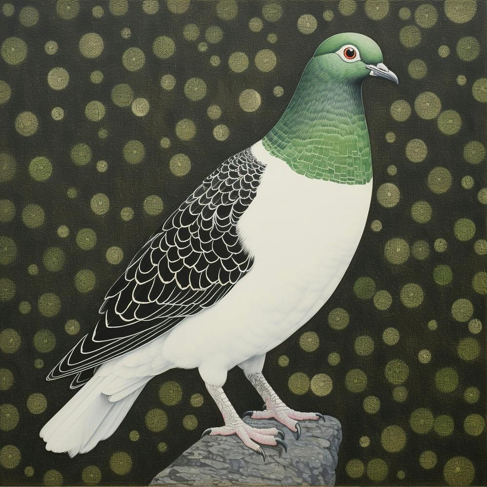 Ohara Koson Inspired Bird Painting Pigeon 3 Square
