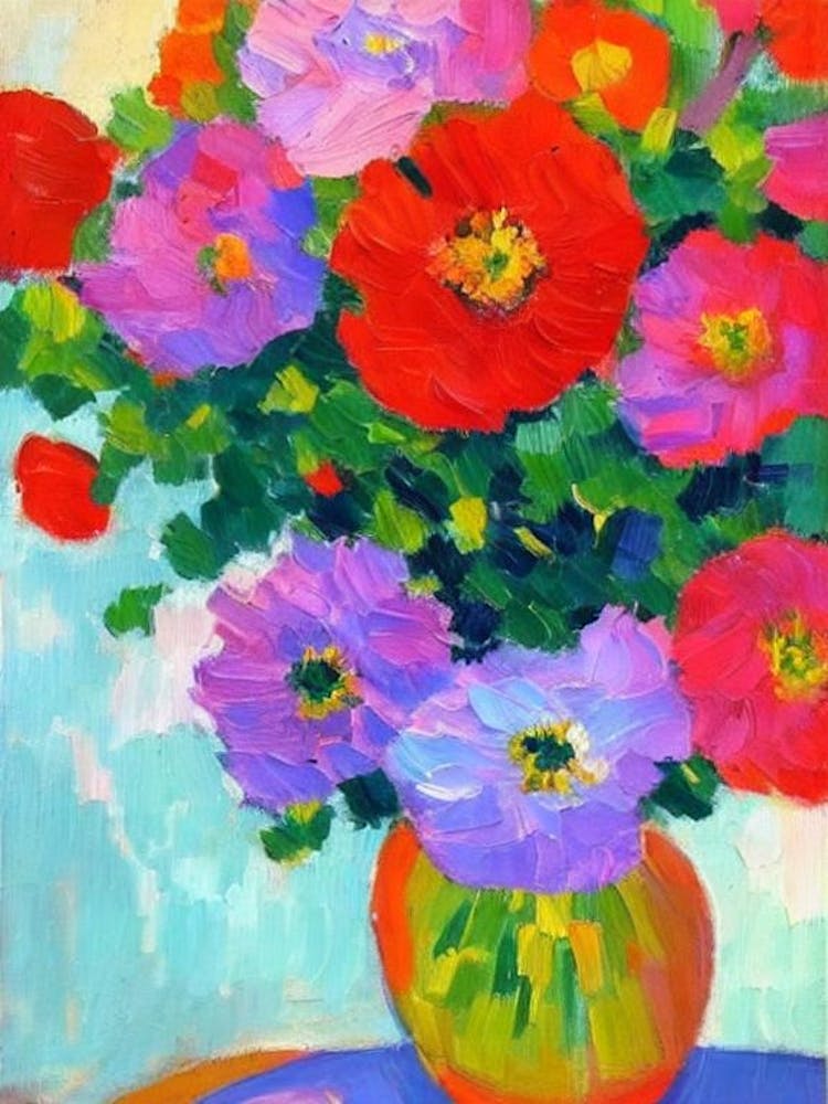 Anemone Floral Abstract Block Colour Flower