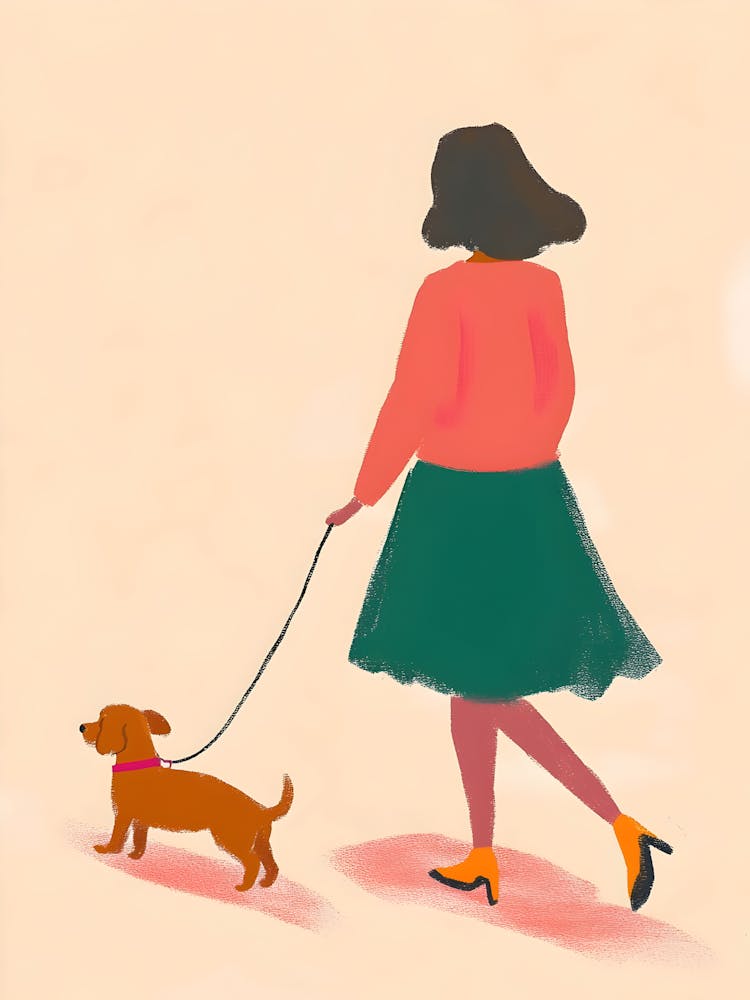 Woman Walking Dog