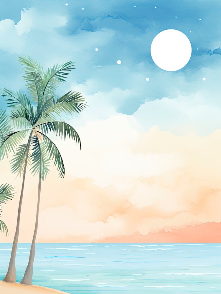 Watercolour Of Seven Mile Beach   Grand Cayman Cayman Islands 1