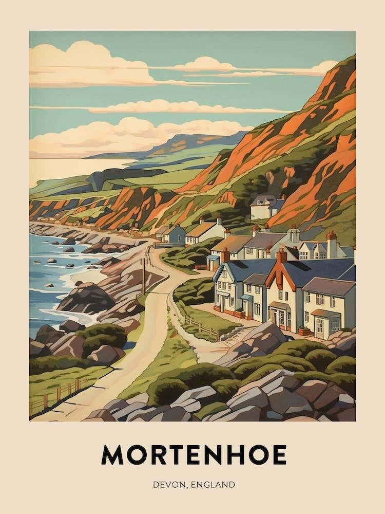 Devon Vintage Travel Poster Mortenhoe 3