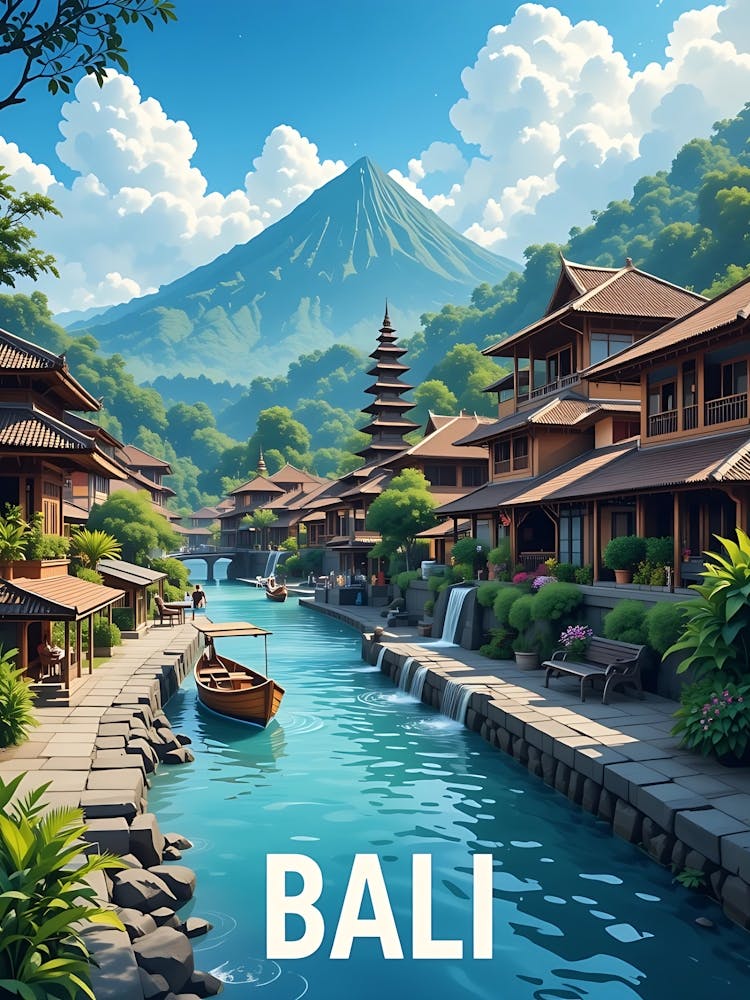 Bali Indonesia Vintage Travel Poster 11