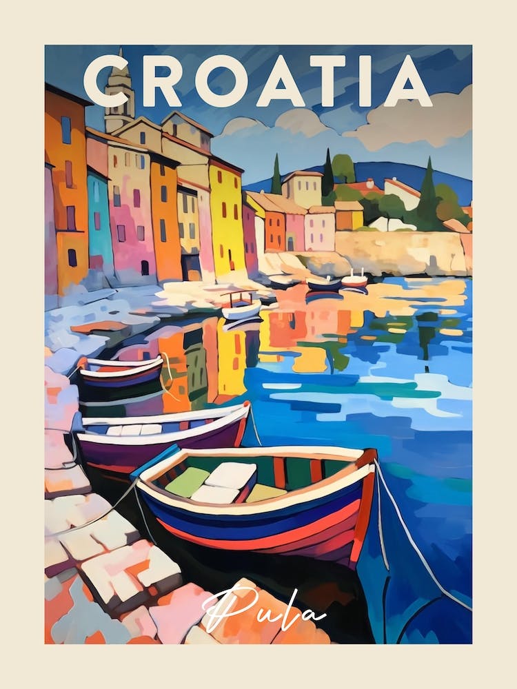 Pula Croatia 4 Fauvist Painting Travel Poster