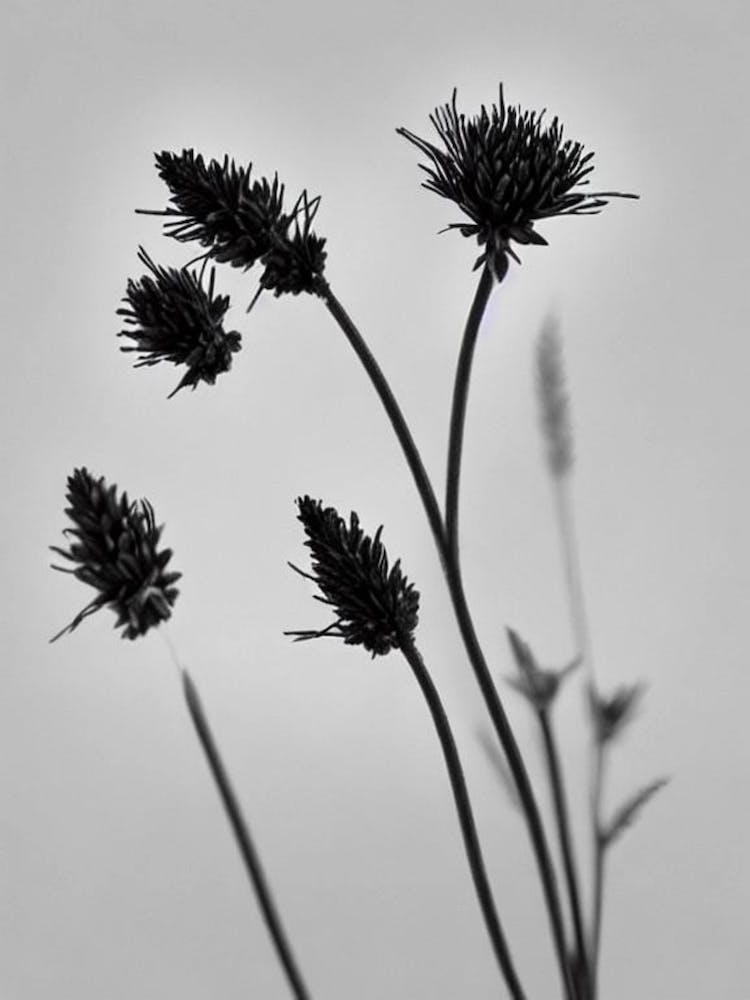 Heather B&W Pencil 1 Flower