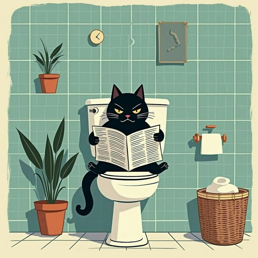Cat Reading A Newspaper 3