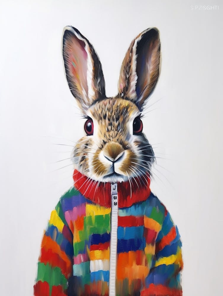 Baby Animal Wearing Sweater Hare 1