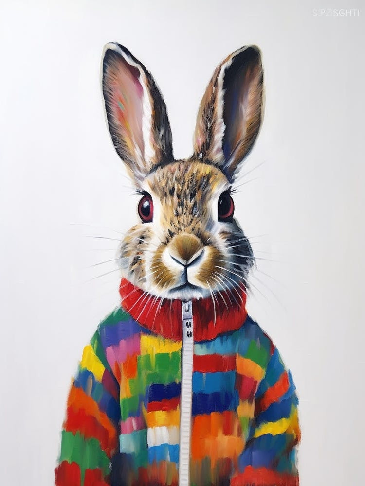 Baby Animal Wearing Sweater Hare 1