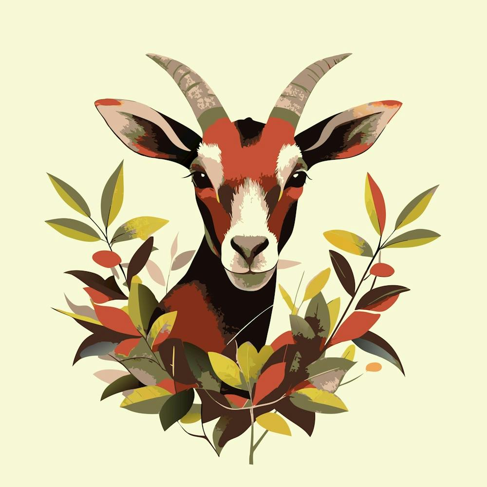 Goat Hiding In The Bushes