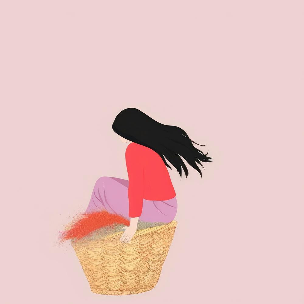 Girl Sitting In A Basket