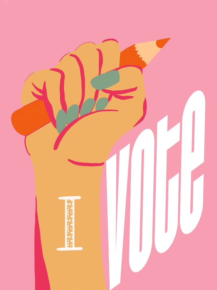Pink I vote print 