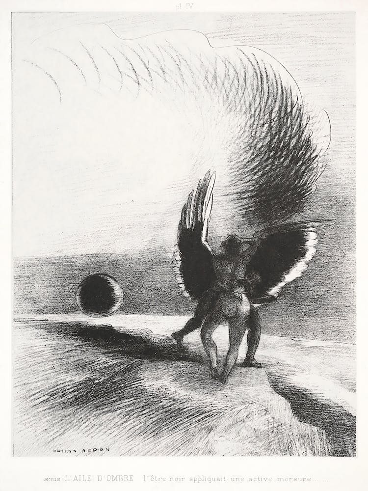 In The Shadow Of The Wing, The Black Creature Bit (1891), Odilon Redon