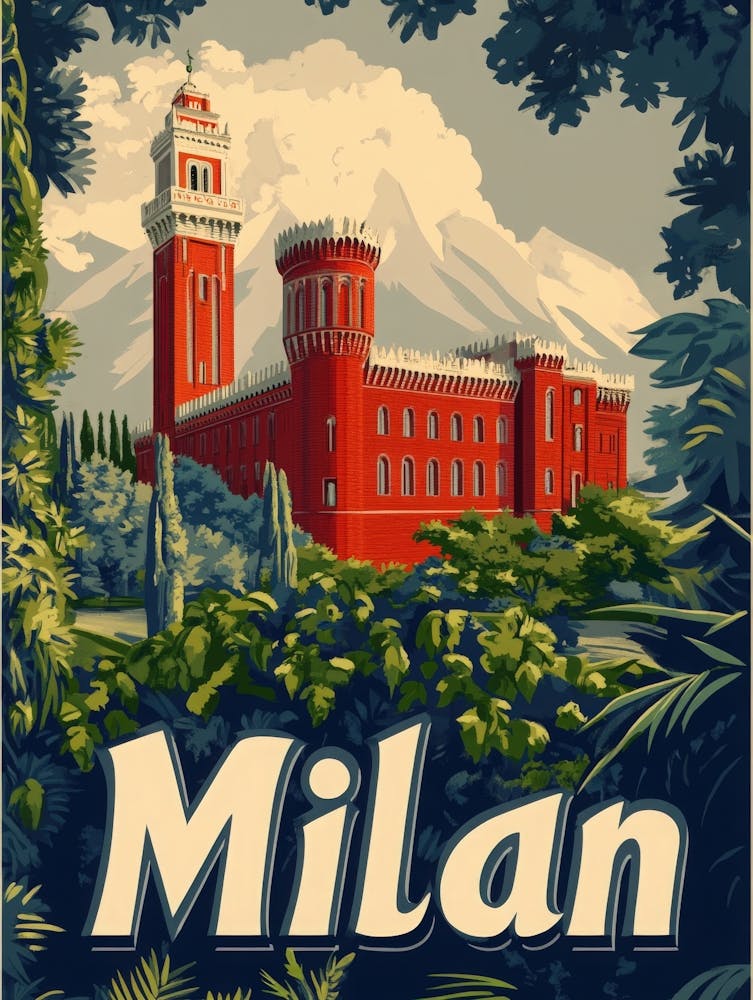 Aihrgdesign A Retro Travel Poster For Milan Featuring The His 03f39ba2 4525 4a0b 9264 0e62034aa789 0