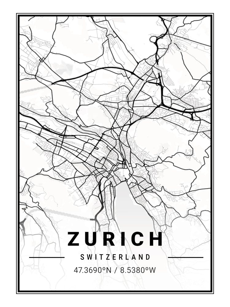 Zurich Switzerland Map Prints