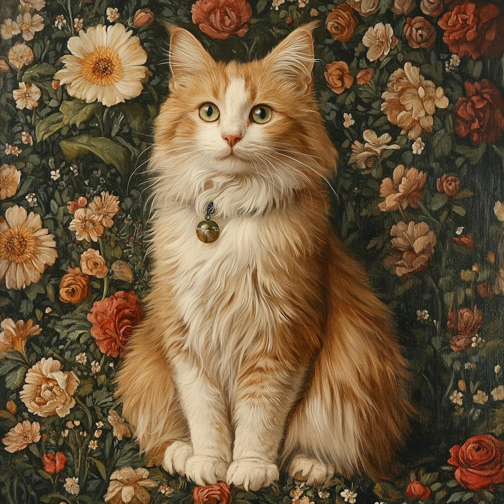 Cat In Flowers Art