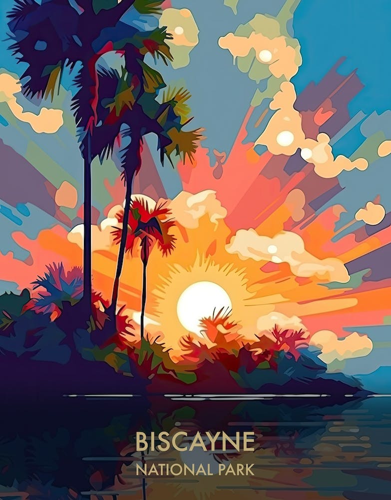 Biscayne National Park Travel Poster Illustration Style 3