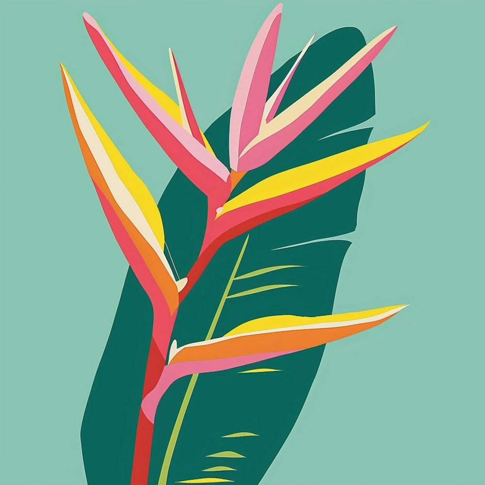 Heliconia 1 Square Flower Illustration