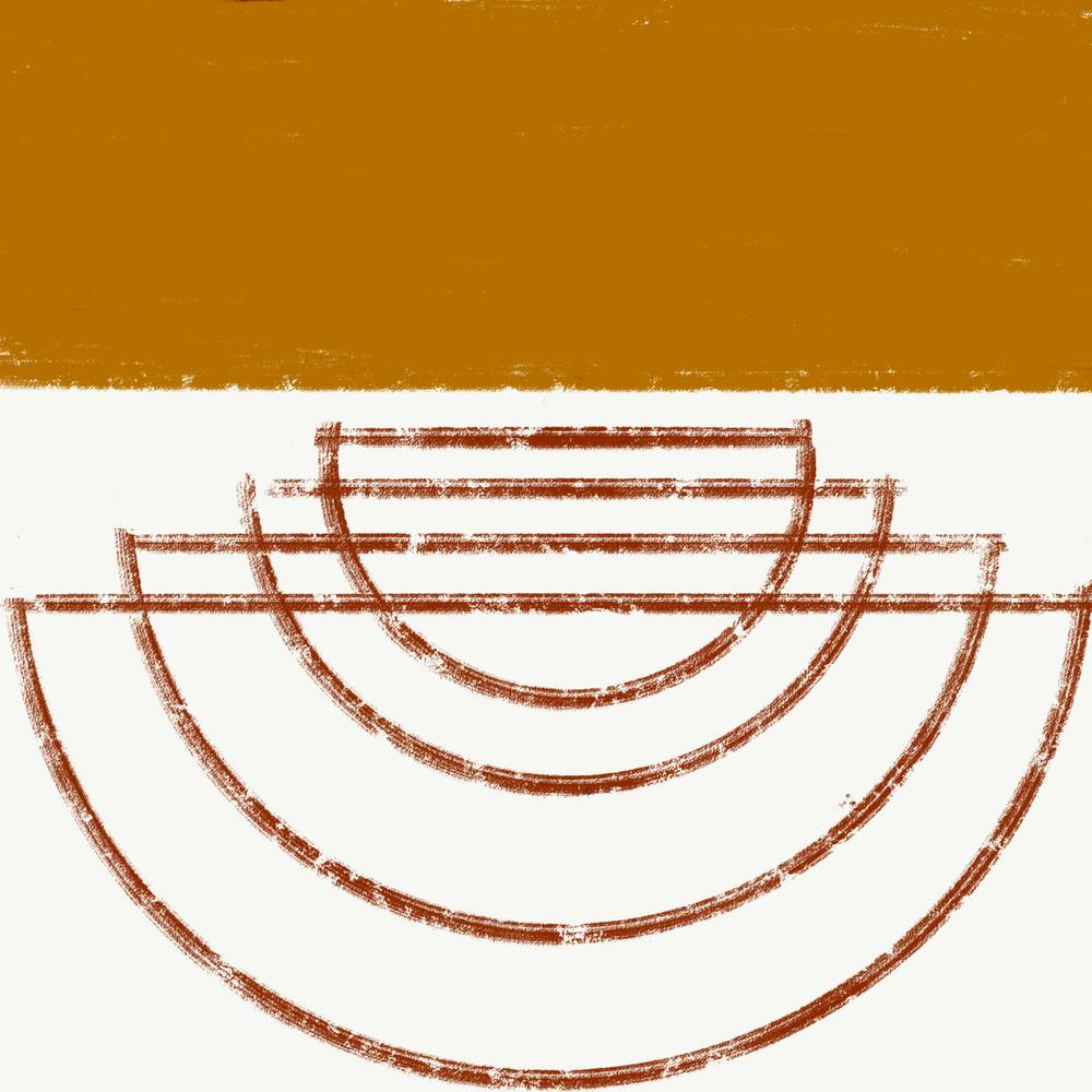 Golden Bowls - mid century modern painting