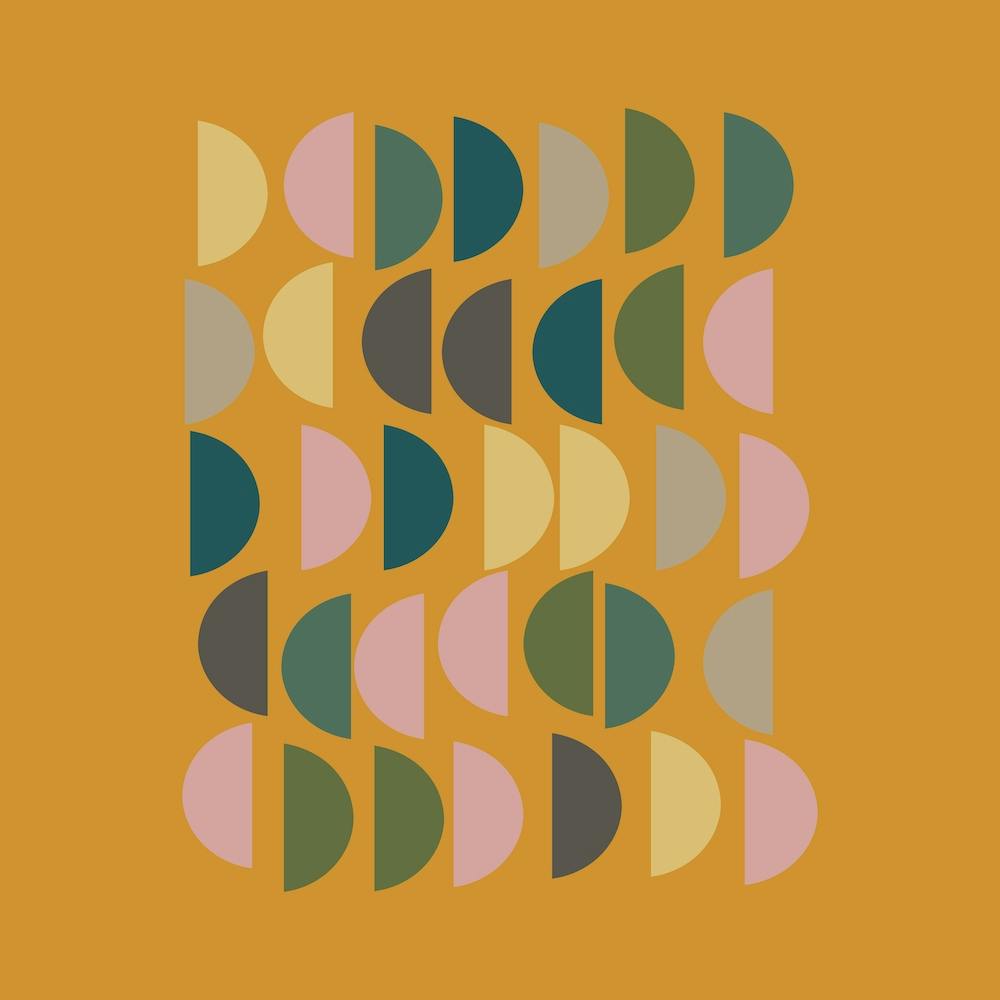Half Circles In Mustard Square