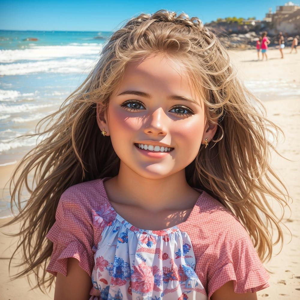 A cute Smiling beach Girl