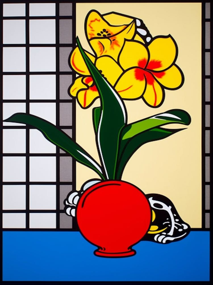 Amaryllis Flower Still Life  1 Pop Art Style