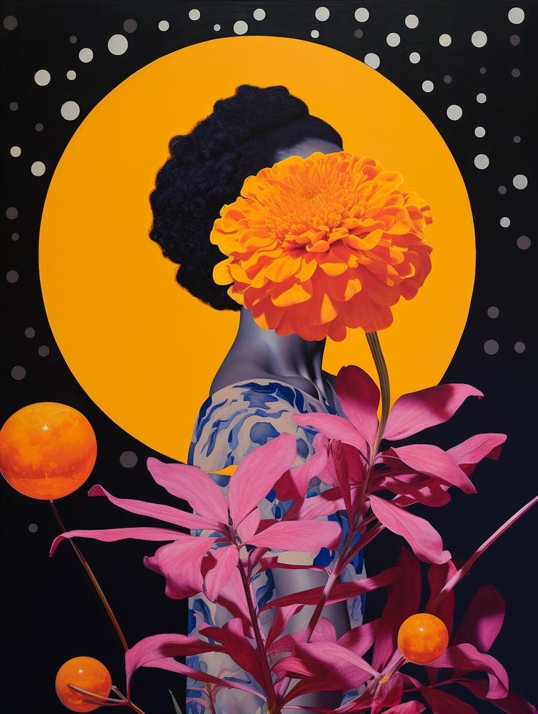 Surreal Florals Marigold 3 Flower Painting