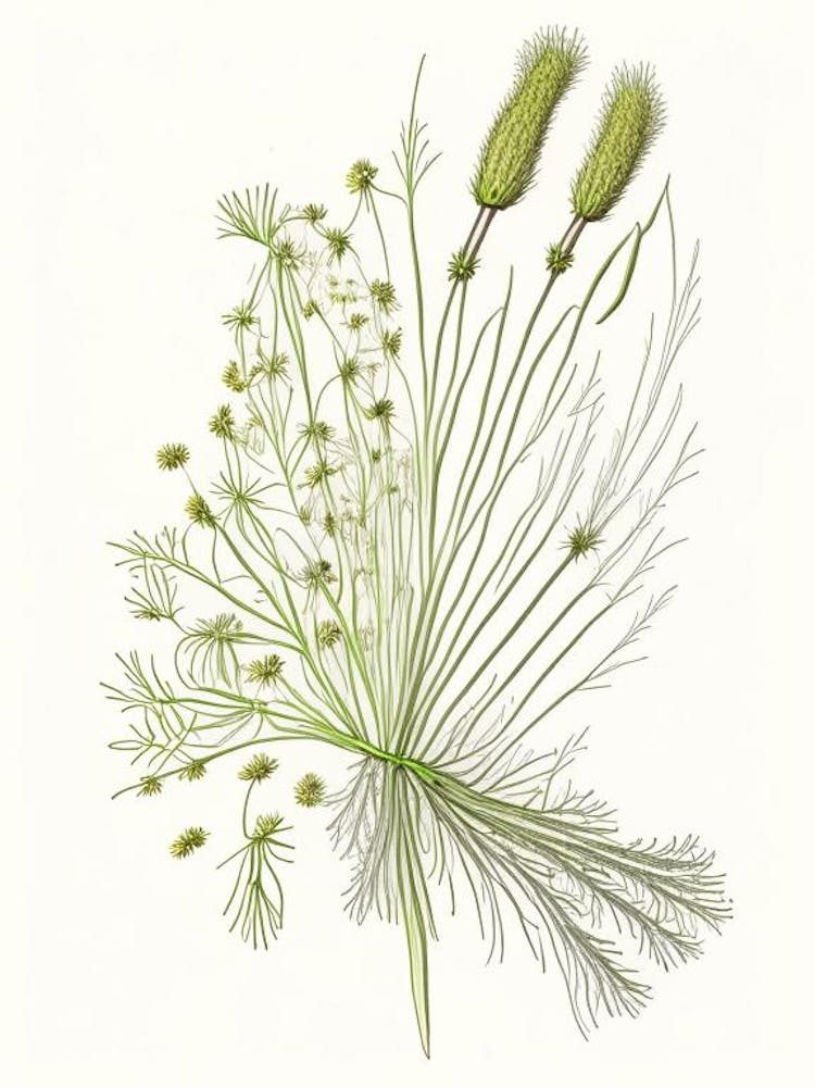 Fenchelsamen Gewürze und Kräuter Bleistiftillustration 3