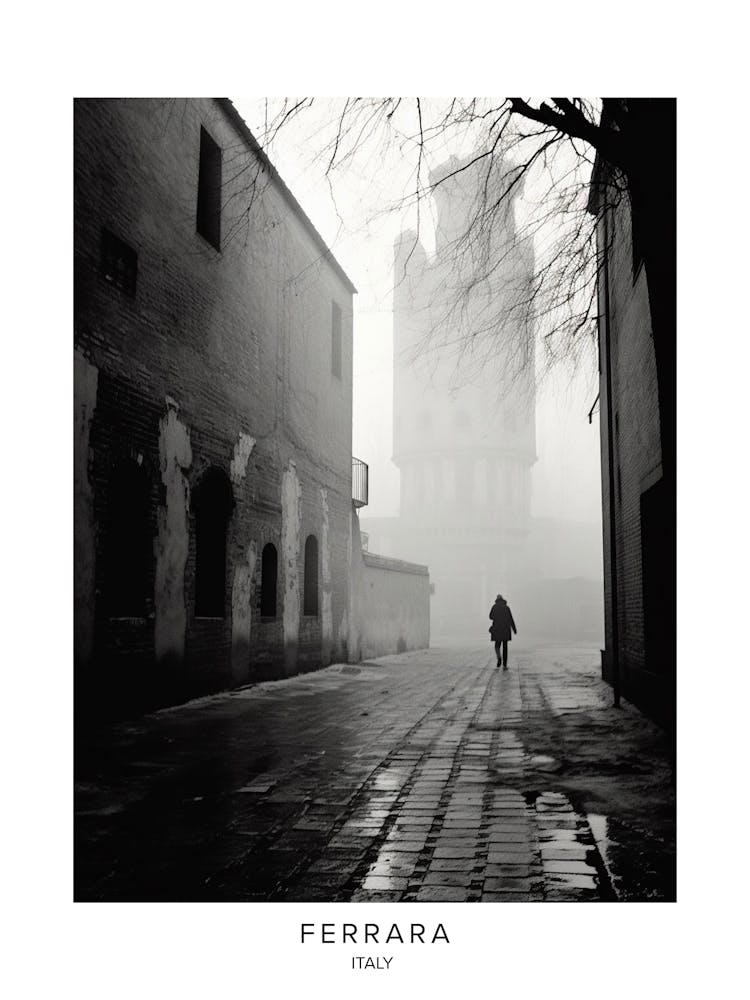 Poster Of Ferrara, Italy, Black And White Analogue Photography 3